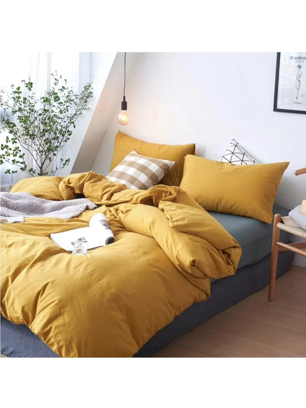 NEW DONEUS Duvet Cover Set 100% Washed Cotton, Linen-Like Texture. Breathable